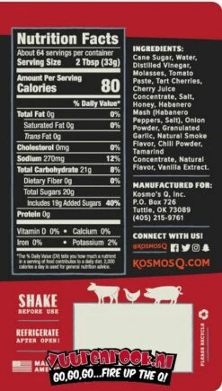 Kosmos Cherry Habanero BBQ Sauce 15.5oz -Barbecue Gereedschap Winkel image 598